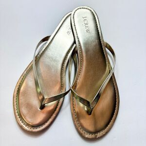 J Crew Metallic Gold Thong Sandals, Flip Flops Women’s Size 10